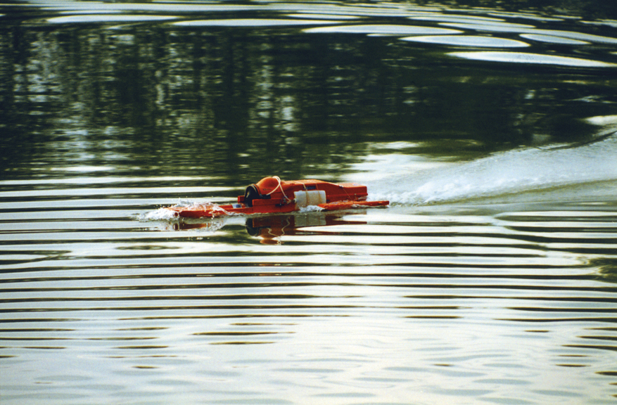 We built this radio-controlled model to assess the below-waterline shape of one of our earlier concepts.