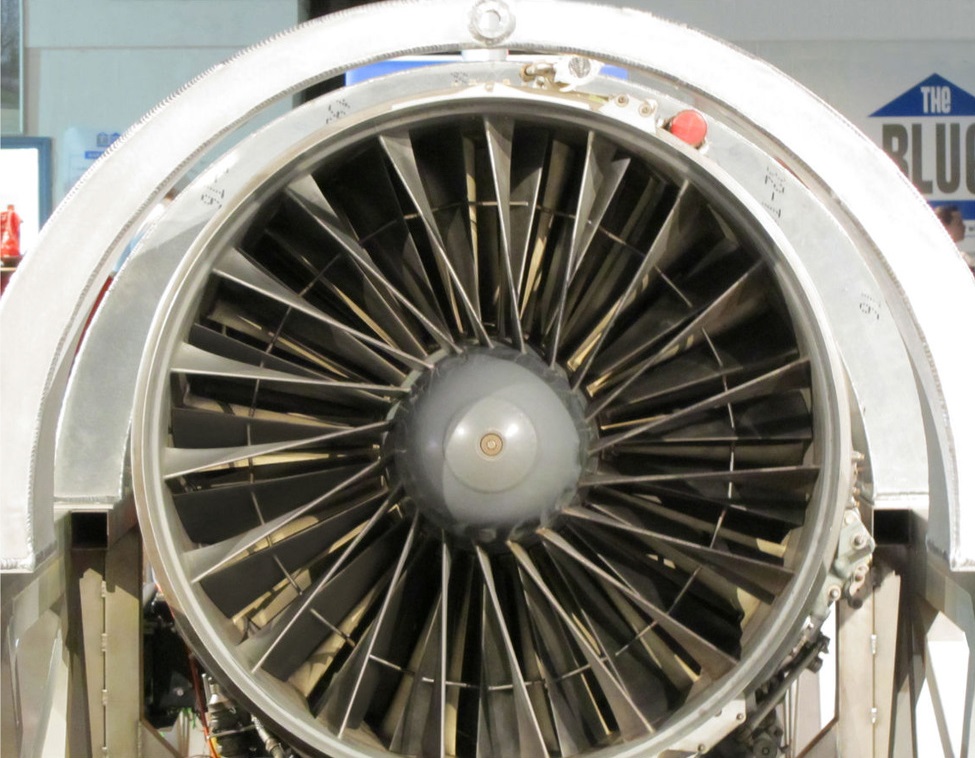 The Rolls-Royce Spey engine installed in the boat, with all of the upper-hull structure in place.