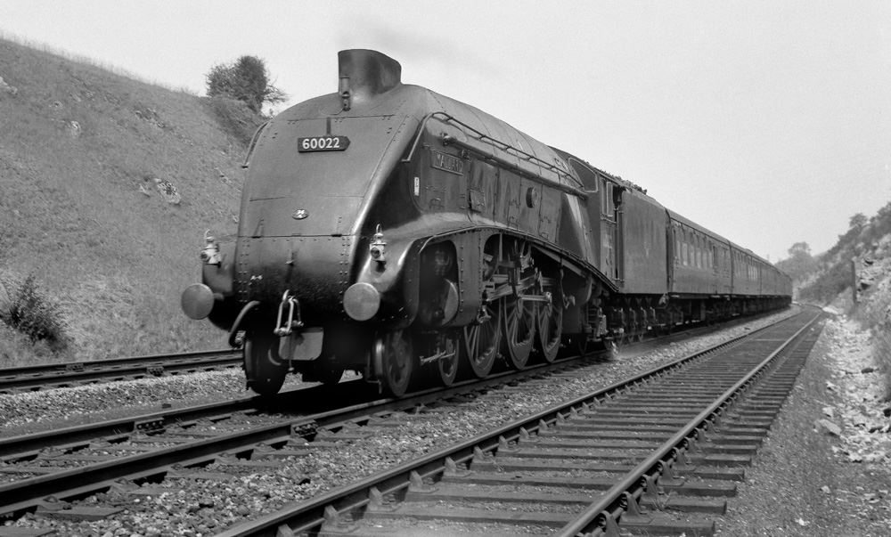 “Mallard” during its illustrious life in passenger service. No steam locomotive has ever gone faster.