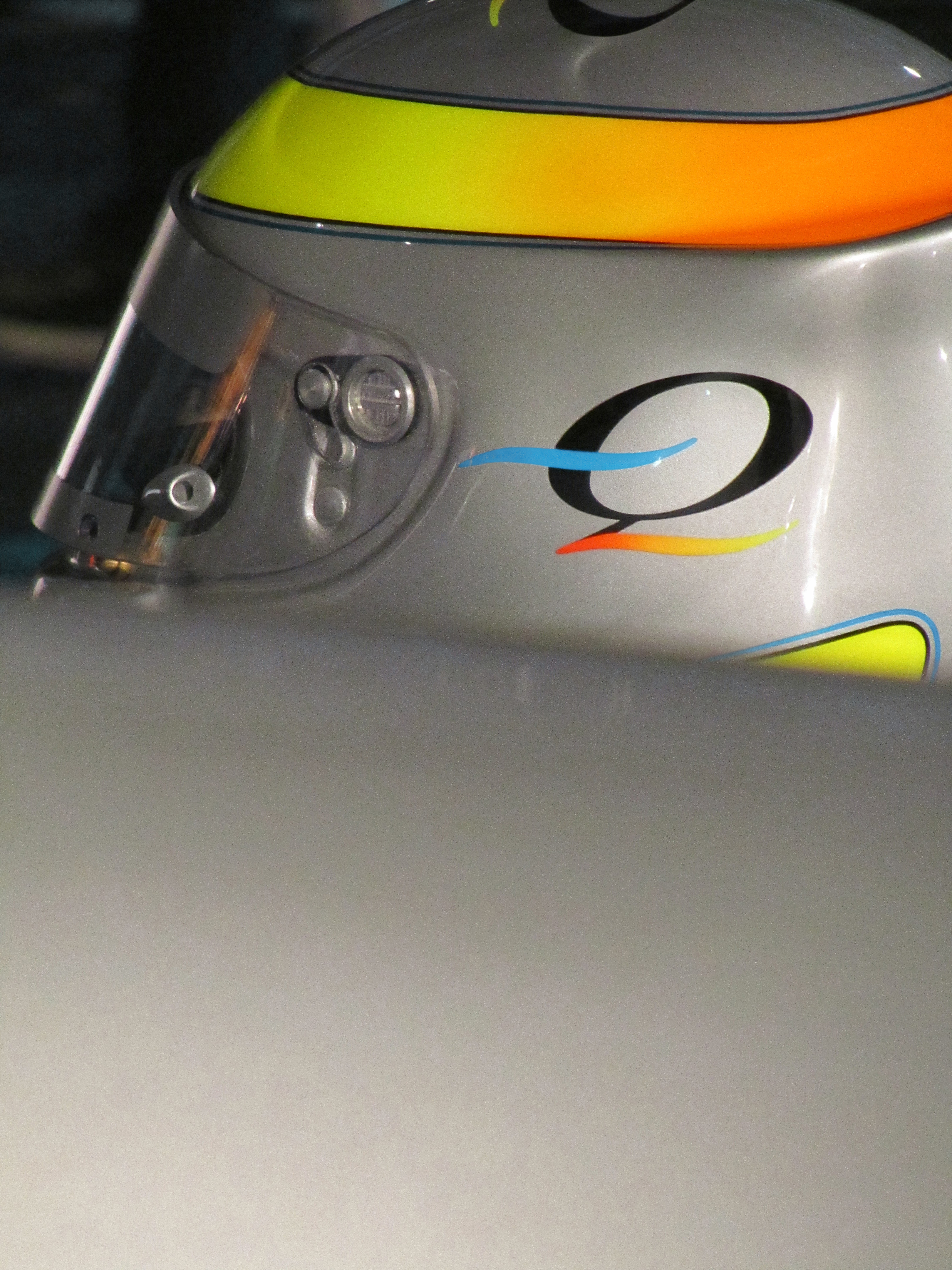 An abbreviated version of our logo – known simply as "The Q" – is displayed on Nigel’s crash-helmet.